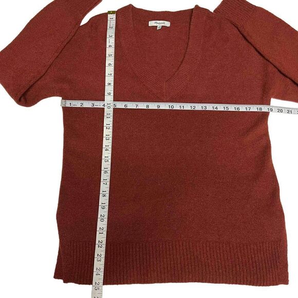 Madewell Bartlett V Neck Pullover Sweater Wool Blend Burnished Orange XS - Picture 6 of 14